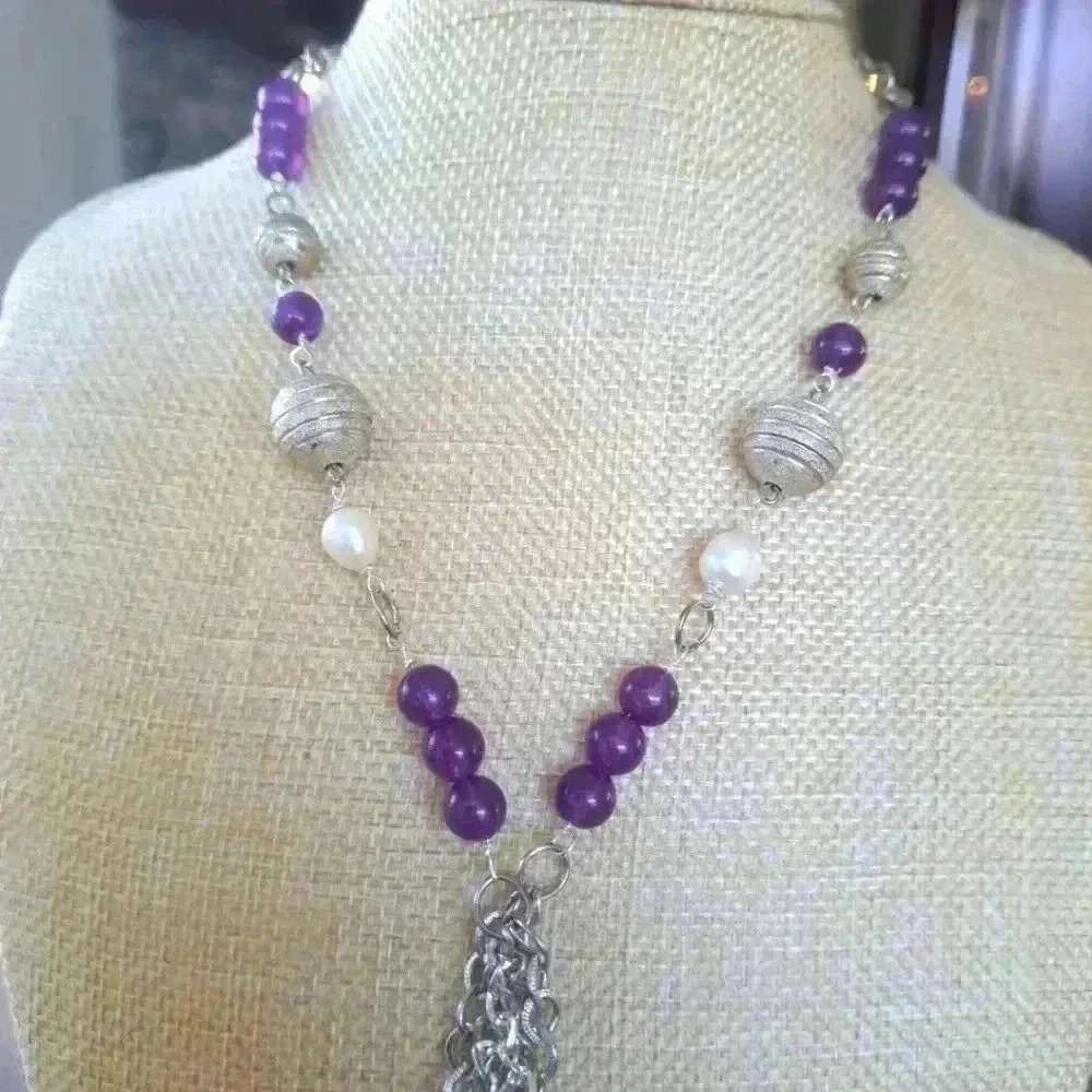 Silver multilayer necklace - Picture 2 of 3